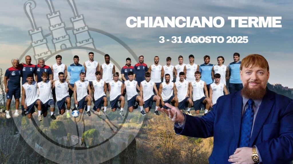San Marino Calcio: il Presidente Montanari con la squadra ai nastri di partenza della stagione 25/26